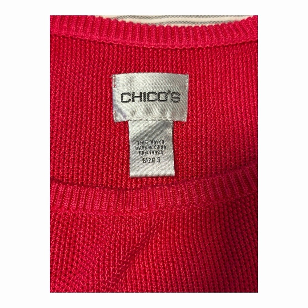 Chico's Size 3 Hot Pink‎ Sleeveless Knit Sweater Tank Top Lightweight - Picture 5 of 6